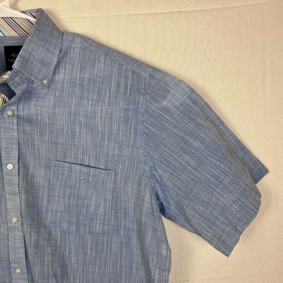 TailorBryd 100% Cotton Short Sleeve Button Down Shirt Blue Men’s XL - Picture 7 of 11